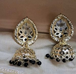 Elegant Black Jhumka Earrings