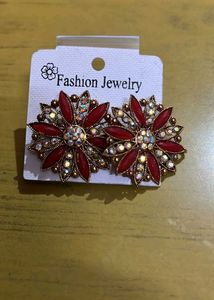 Red Floral Earrings