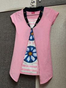 Pink Tunic Top with Floral Print