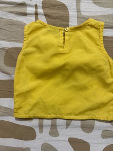 Yellow Floral Embroidered Skirt Set
