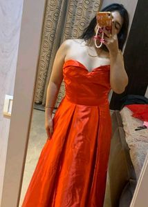 Stunning Orange Strapless Gown