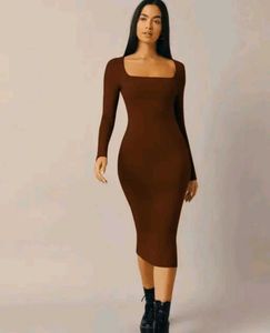 Chic Long Sleeve Square Neck Dress
