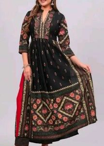 Elegant Black Printed Kurta Set