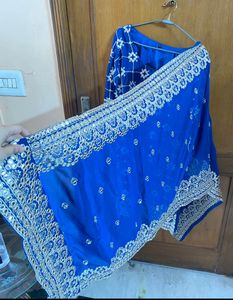 HEAVY PATI WORK  BLUE COLORED PADDED SHARARA SUIT