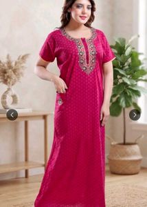 Elegant Red Kurta with Embellished Neckline
