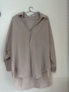 Oversized Beige Tunic Top