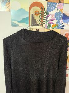 Sparkly Black V-Neck Top