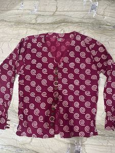 Maroon Printed Cotton Kurta