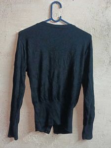 Black Cardigan with White Embroidery