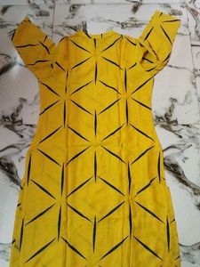 Yellow Printed Kurti
