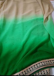 Green Ombre Saree with Embellishments