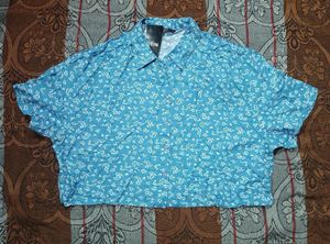 Blue Floral Button-Up Shirt