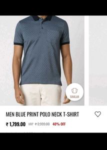 (Venheusen) Men's Blue Printed Polo Neck T-Shirt