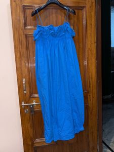 Mango Blue Ruffled Maxi Dress
