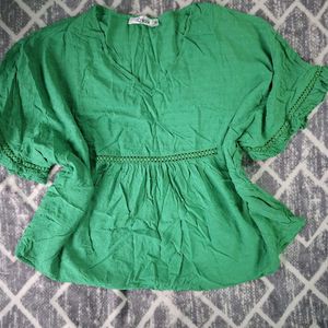 Flowy Green Boho Blouse