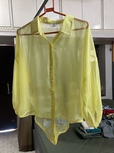 Sheer Yellow Button-Up Shirt