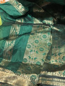Elegant Emerald Green Silk Saree