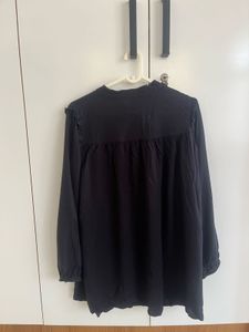 Chic Black Ruffled High Neck Top
