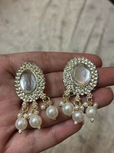 set of 2- Elegant Pearl and Stone Choker Necklace