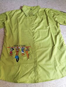 Lime Green Cartoon Print Shirt