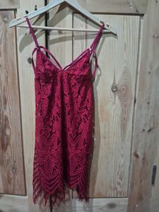 Burgundy Lace Slip Dress