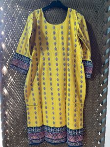 Yellow Printed Kurta Set with Pants