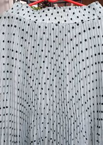 Pleated Polka Dot Midi Skirt