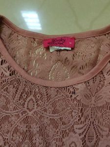 Pink Lace Short Sleeve Top