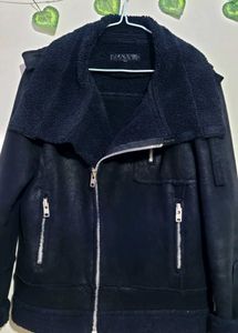 Black Faux Suede &amp; Shearling Jacket