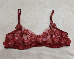 Sheer Red Floral Bra