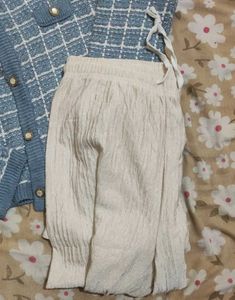 Blue Plaid Knit Two-Piece Set