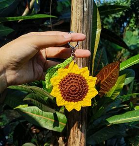 Crocheted Sunflower Keychain