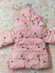 cute pink winter jacket for 2-4 years girl comfort