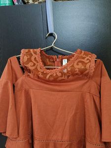 Trendy Cold Shoulder Ruffled Top