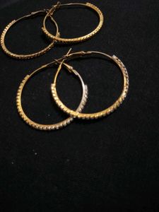 Gold Hoop Earrings with Rhinestones