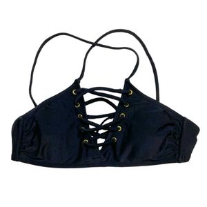 Black Lace-Up Bikini Top