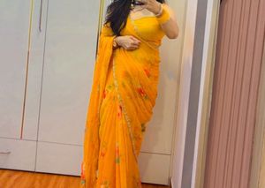 Vibrant Floral Print Saree