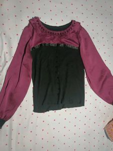 Elegant Beaded Purple & Black Top