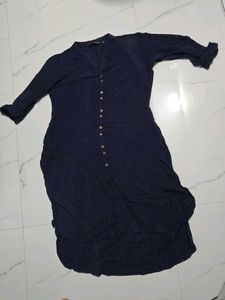Navy Blue Button-Down Tunic Top