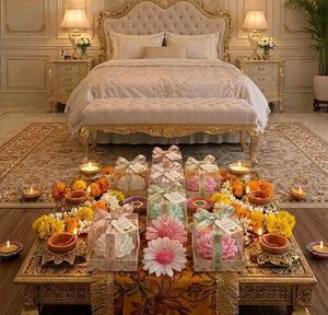 Diwali Decor Set of 4 Candles with free g