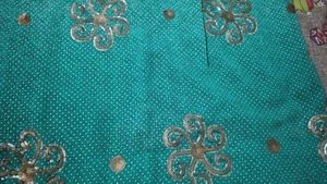 Beautiful Teal Sequined Saree
