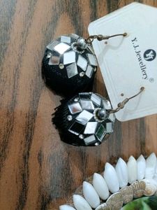 Y.J. Jewellery Black Mirror Ball Earrings