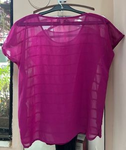 Sheer Fuchsia Top with Sequins