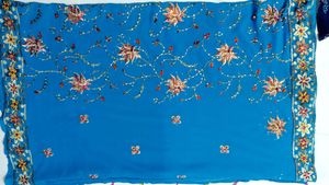 Stunning Blue Embroidered Saree with blouse