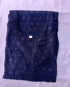 Stunning Navy Blue Sequined Kurta