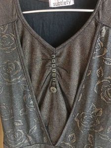 Shimmery V-Neck Long Sleeve Top