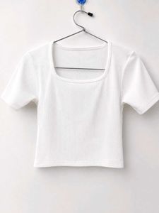 Basic White Square Neck Top