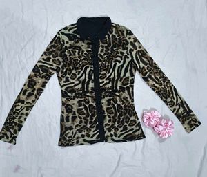 Vintage Animal Print Shirt Typ Top