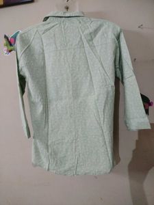 Light Green Printed Button-Up Shirt