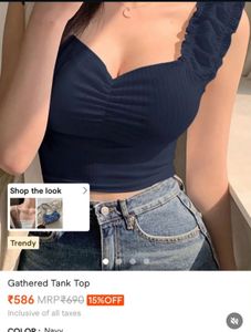 Navy Gathered Tank Top
